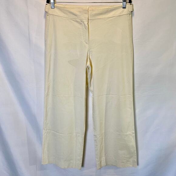 Jil Sander Womens Dress Pants Trousers Cream Wide Leg Buckle Sides Career Work - Picture 1 of 14